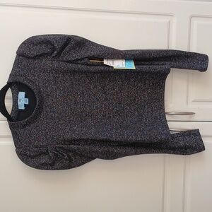 Ce Ce Long SLeeve Black Top With Silver Sparkles